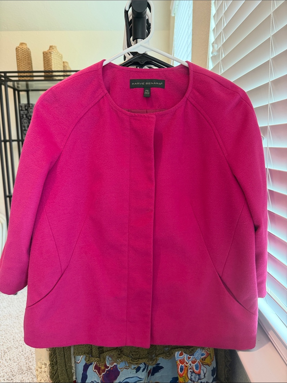Harve Benard Fuchsia Collarless Coat